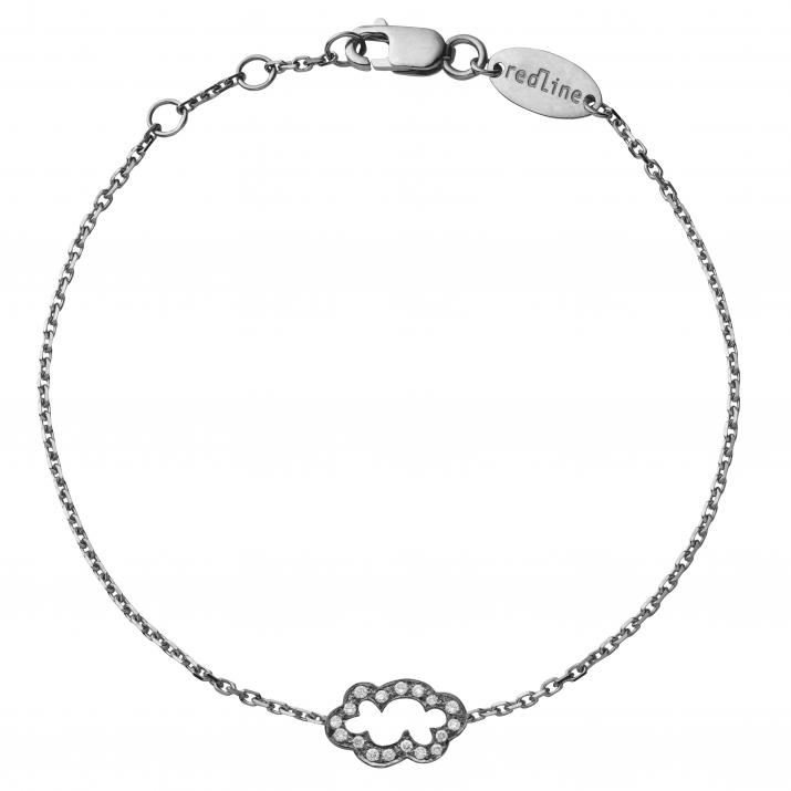Chain Bracelet For Women with 0.09ct Round Diamond in Black Gold Pavé Setting - Redline - 0++