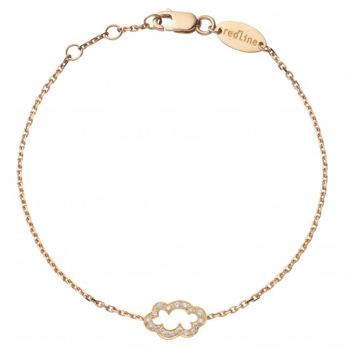 Chain Bracelet For Women with 0.09ct Round Diamond in Rose Gold Pavé Setting - Redline