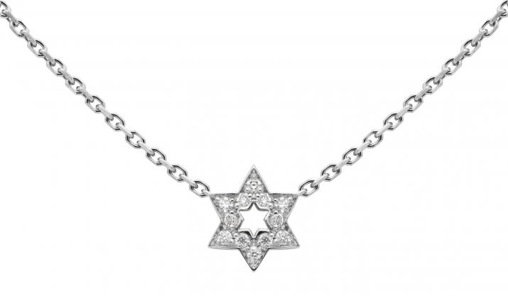 Chain Necklace For Women with 0.06ct Round Diamond in White Gold Pavé Setting - Redline