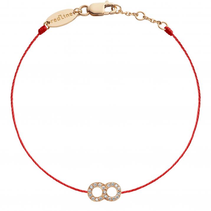 String Bracelet For Women with 0.10ct Round Diamond in Rose Gold Pavé Setting - Redline