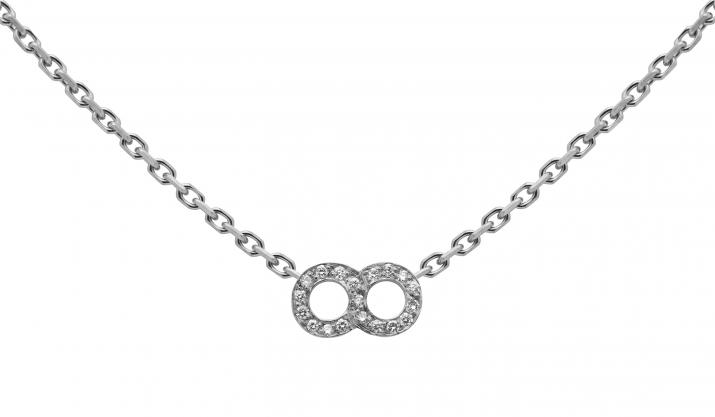 Chain Necklace For Women with 0.10ct Round Diamond in White Gold Pavé Setting - Redline