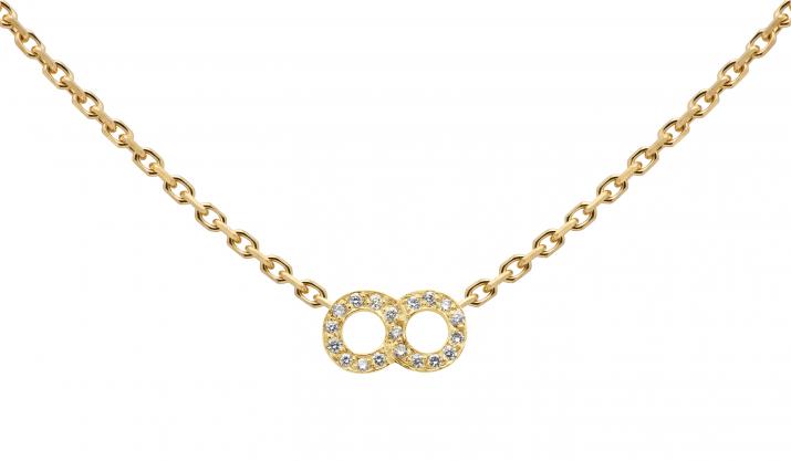 Chain Necklace For Women with 0.10ct Round Diamond in Yellow Gold Pavé Setting - Redline