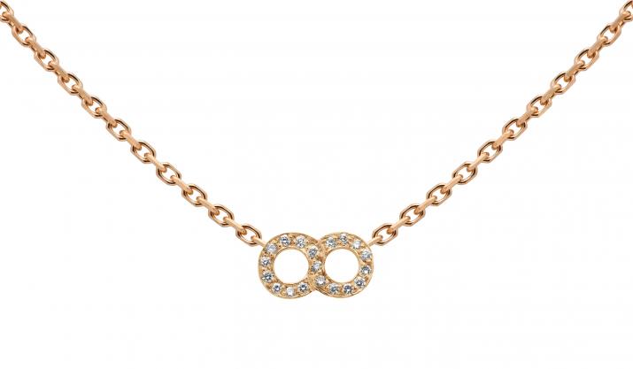 Chain Necklace For Women with 0.10ct Round Diamond in Rose Gold Pavé Setting - Redline