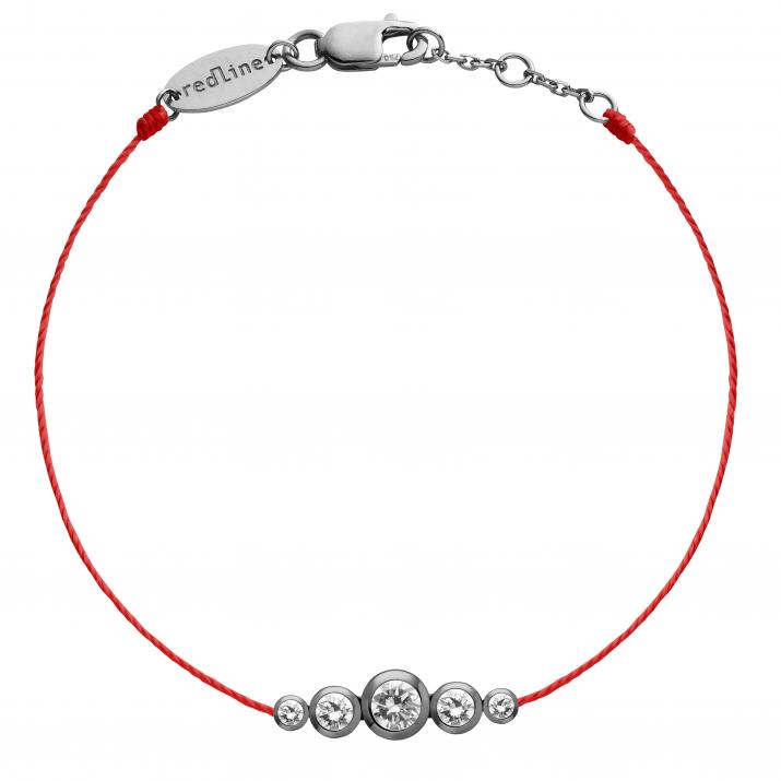 String Bracelet For Women with 0.50ct Round Diamond in Black Gold Bezel Setting - Redline - 0++