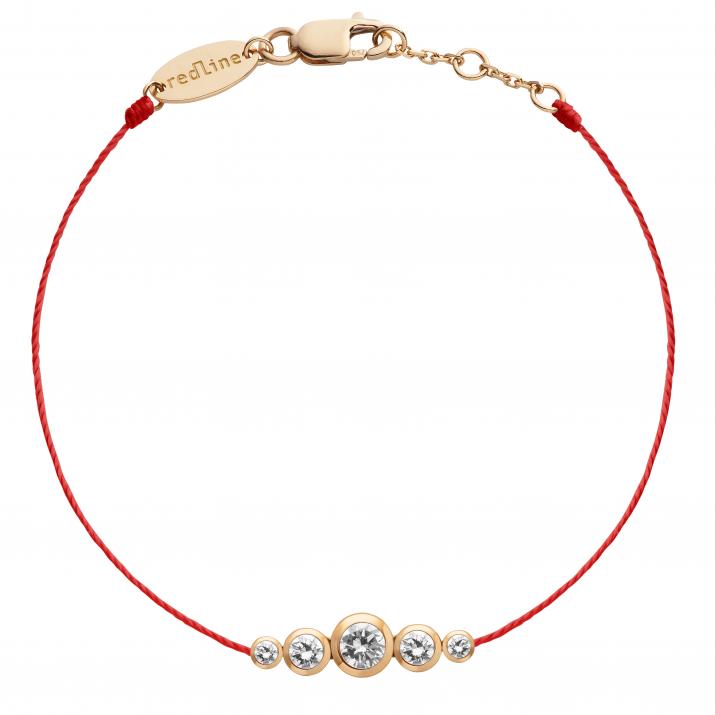 String Bracelet For Women with 0.50ct Round Diamond in Rose Gold Bezel Setting - Redline - 0++