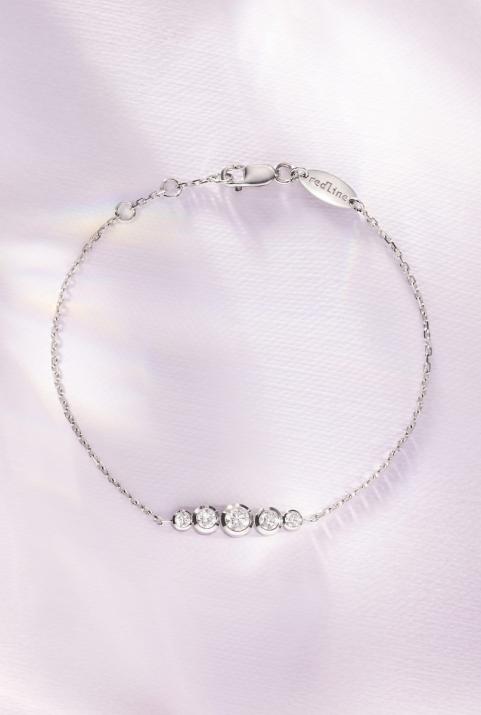 Chain Bracelet For Women with 0.50ct Round Diamond in White Gold Bezel Setting - Redline - 0++