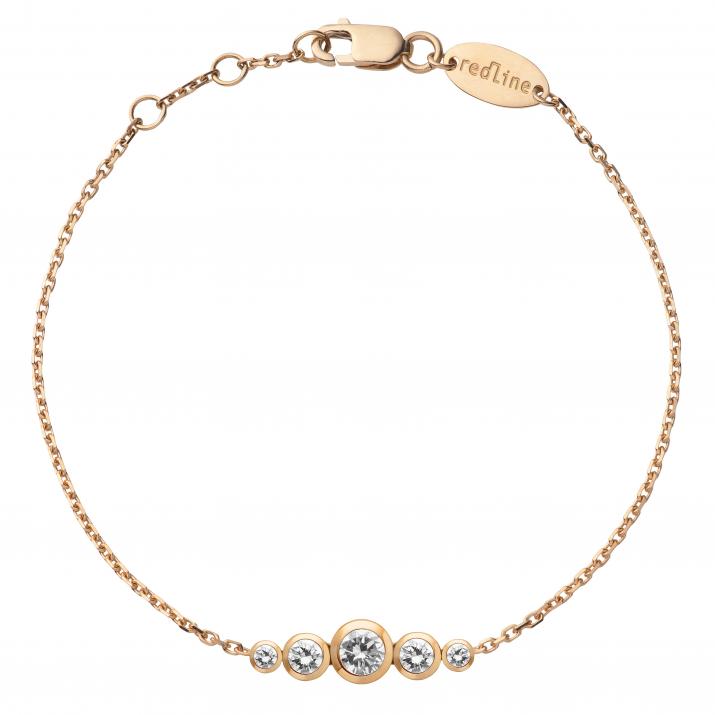 Chain Bracelet For Women with 0.50ct Round Diamond in Rose Gold Bezel Setting - Redline - 0++