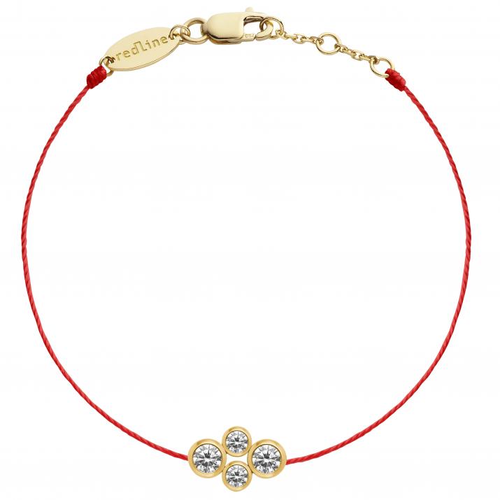 String Bracelet For Women with 0.30ct Round Diamond in Yellow Gold Bezel Setting - Redline - 0++