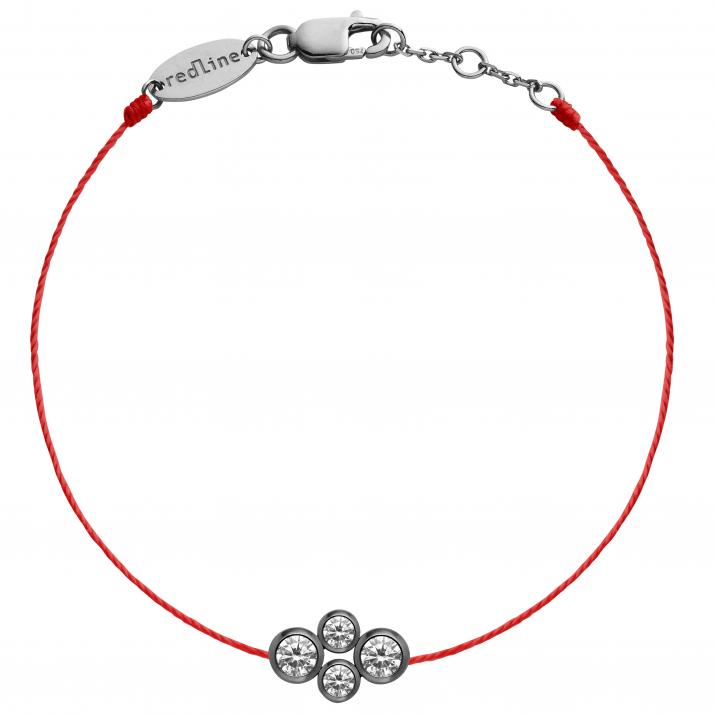 String Bracelet For Women with 0.30ct Round Diamond in Black Gold Bezel Setting - Redline - 0++