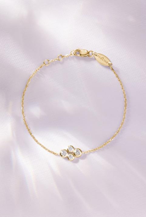 Chain Bracelet For Women with 0.30ct Round Diamond in Yellow Gold Bezel Setting - Redline - 0++