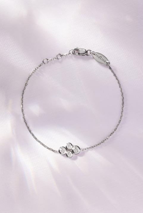 Chain Bracelet For Women with 0.30ct Round Diamond in Black Gold Bezel Setting - Redline - 0++