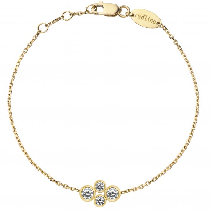 Chain Bracelet For Women with 0.30ct Round Diamond in Yellow Gold Bezel Setting - Redline - 0++
