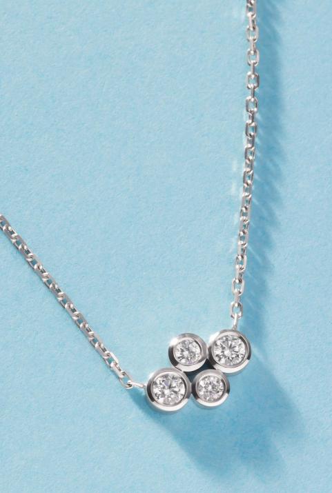 Chain Necklace For Women with 0.30ct Round Diamond in White Gold Bezel Setting - Redline - 0++