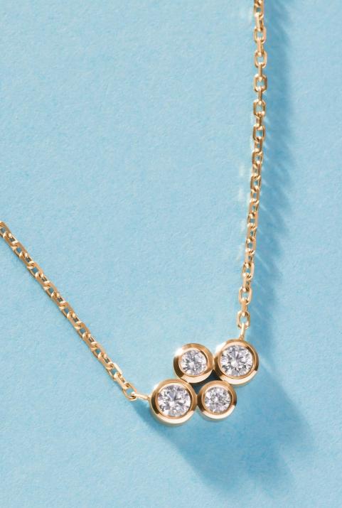 Chain Necklace For Women with 0.30ct Round Diamond in Rose Gold Bezel Setting - Redline - 0++