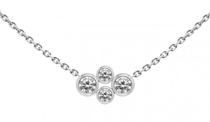 Chain Necklace For Women with 0.30ct Round Diamond in White Gold Bezel Setting - Redline - 0++