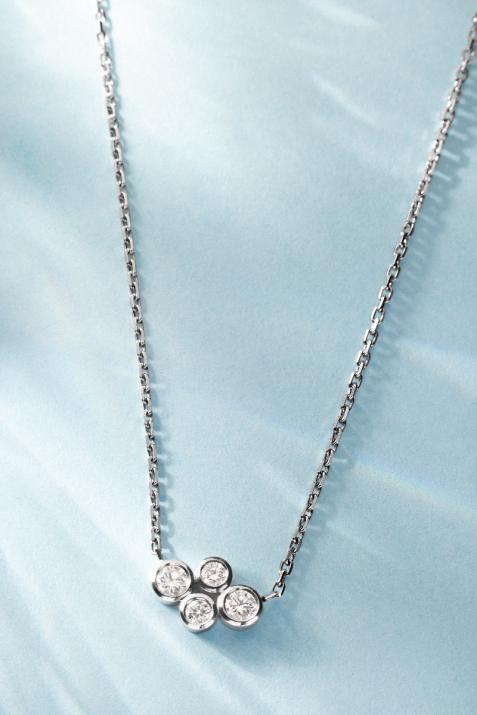 Chain Necklace For Women with 0.30ct Round Diamond in Black Gold Bezel Setting - Redline - 0++