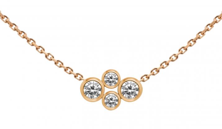 Chain Necklace For Women with 0.30ct Round Diamond in Rose Gold Bezel Setting - Redline - 0++