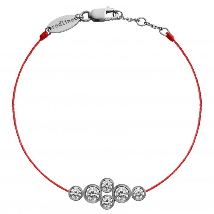 String Bracelet For Women with 0.40ct Round Diamond in Black Gold Bezel Setting - Redline - 0++