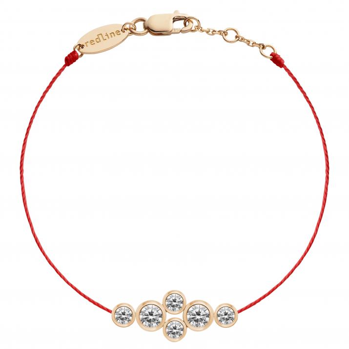 String Bracelet For Women with 0.40ct Round Diamond in Rose Gold Bezel Setting - Redline - 0++