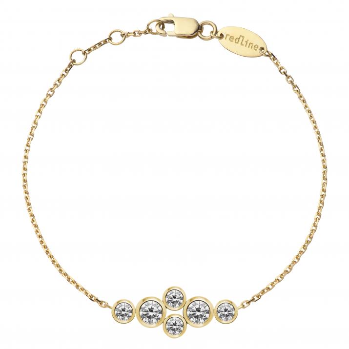 Chain Bracelet For Women with 0.40ct Round Diamond in Yellow Gold Bezel Setting - Redline - 0++