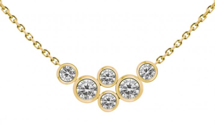 Chain Necklace For Women with 0.40ct Round Diamond in Yellow Gold Bezel Setting - Redline - 0++