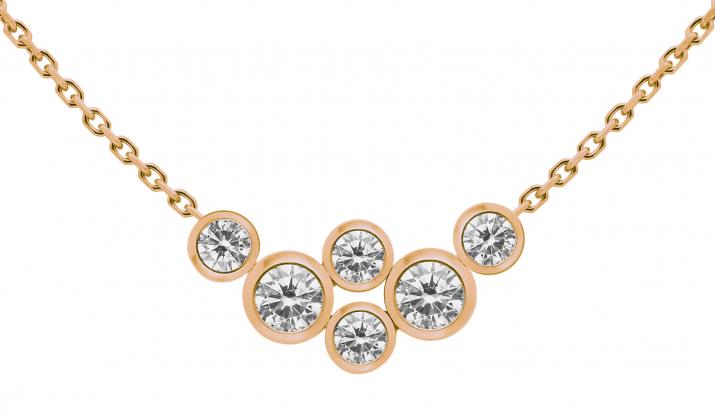 Chain Necklace For Women with 0.40ct Round Diamond in Rose Gold Bezel Setting - Redline - 0++