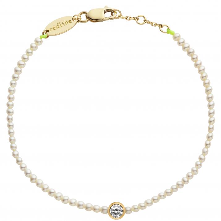 String Bracelet For Women with 0.10ct Round Diamond in Yellow Gold Bezel Setting - Redline - 0++