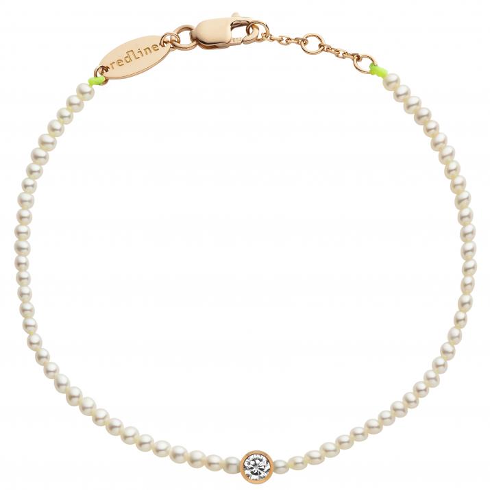 String Bracelet For Women with 0.05ct Round Diamond in Rose Gold Bezel Setting - Redline - 0++