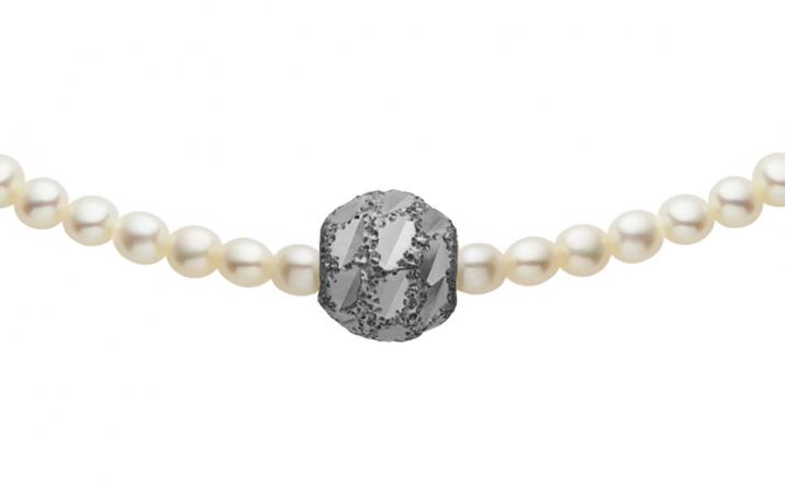 Pearl String Bracelet Diamond & Pearl Sweety (S) Black Gold RedLine Jewelry - Redline - 0++