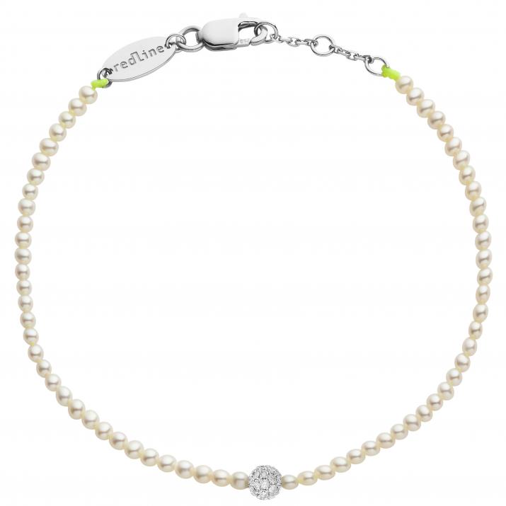 String Bracelet For Women with 0.19ct Round Diamond in White Gold Prong Setting - Redline - 0++