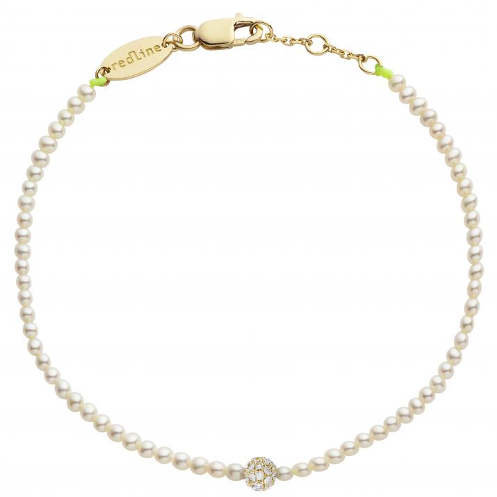 String Bracelet For Women with 0.19ct Round Diamond in Yellow Gold Prong Setting - Redline - 0++