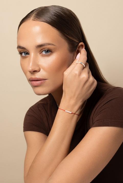 String Ring with 0.10ct Round Diamond in Black Gold Bezel Setting - Redline - 0++