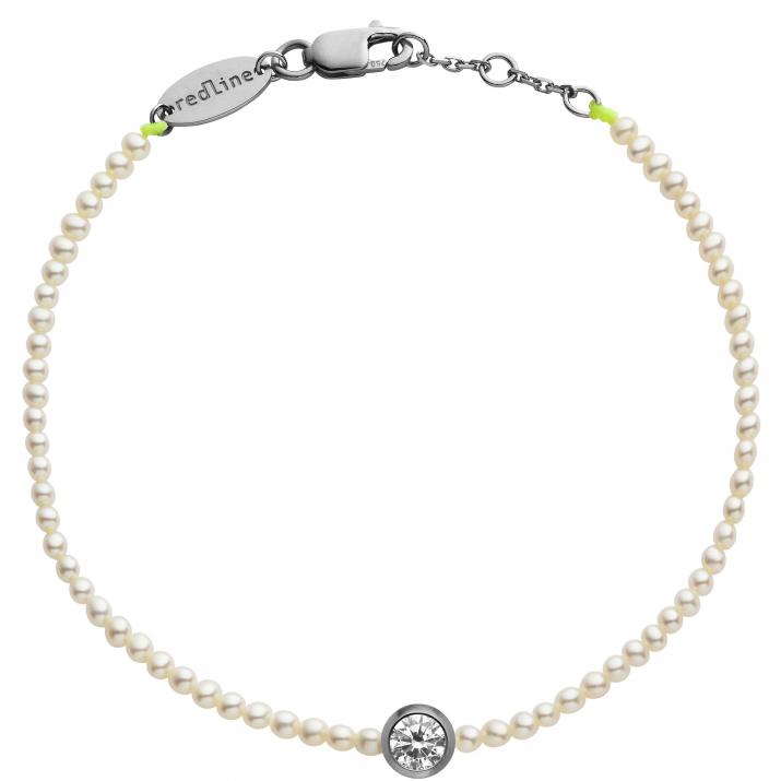 String Bracelet For Women with 0.20ct Round Diamond in Black Gold Bezel Setting - Redline - 0++