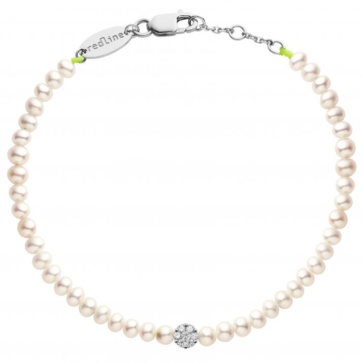 String Bracelet For Women with 0.05ct Round Diamond in White Gold Cluster Setting - Redline - 0++
