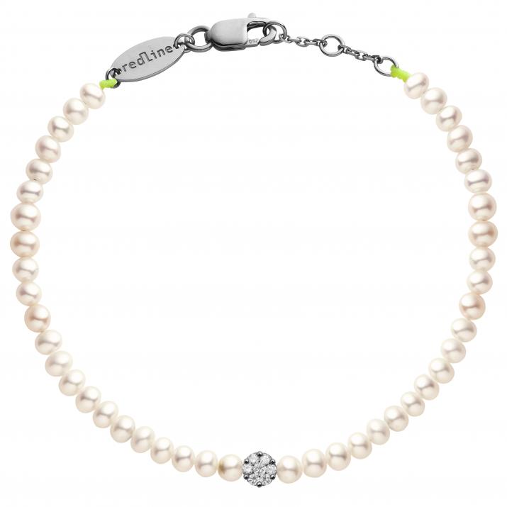 String Bracelet For Women with 0.05ct Round Diamond in Black Gold Cluster Setting - Redline - 0++