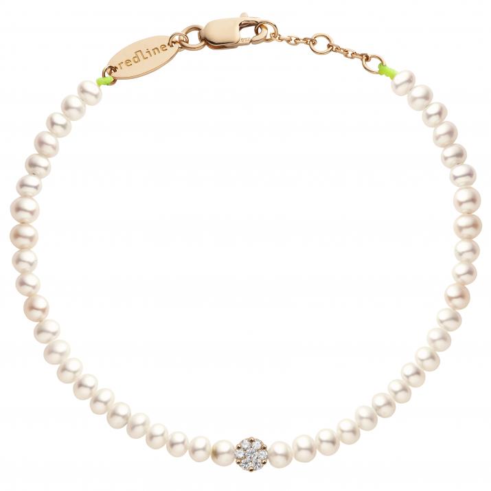 String Bracelet For Women with 0.05ct Round Diamond in Rose Gold Cluster Setting - Redline - 0++