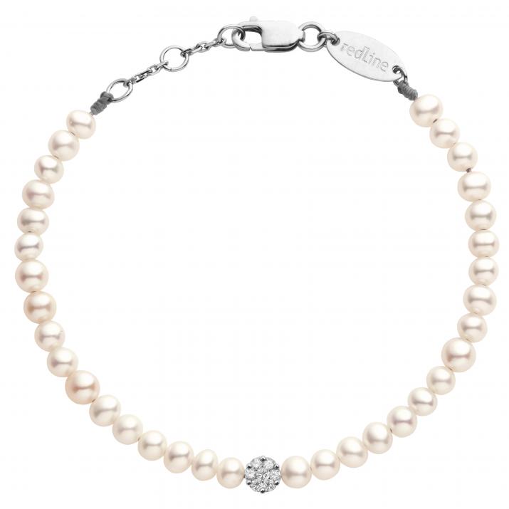 String Bracelet For Women with 0.05ct Round Diamond in White Gold Cluster Setting - Redline - 0++