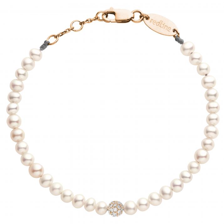 String Bracelet For Women with 0.19ct Round Diamond in Rose Gold Prong Setting - Redline - 0++