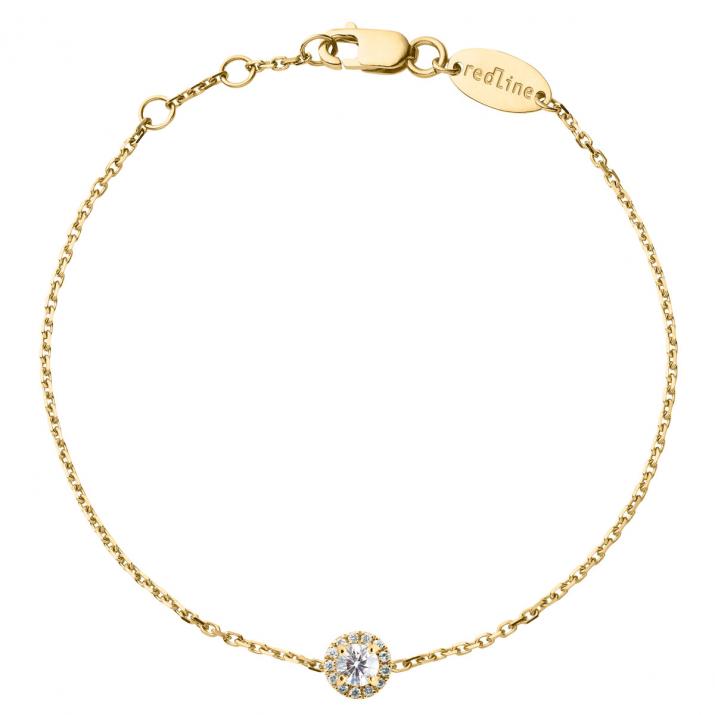 Браслет-цепочка из жёлтого золота 18K с бриллиантом в ореоле, 0,35 карата - Redline