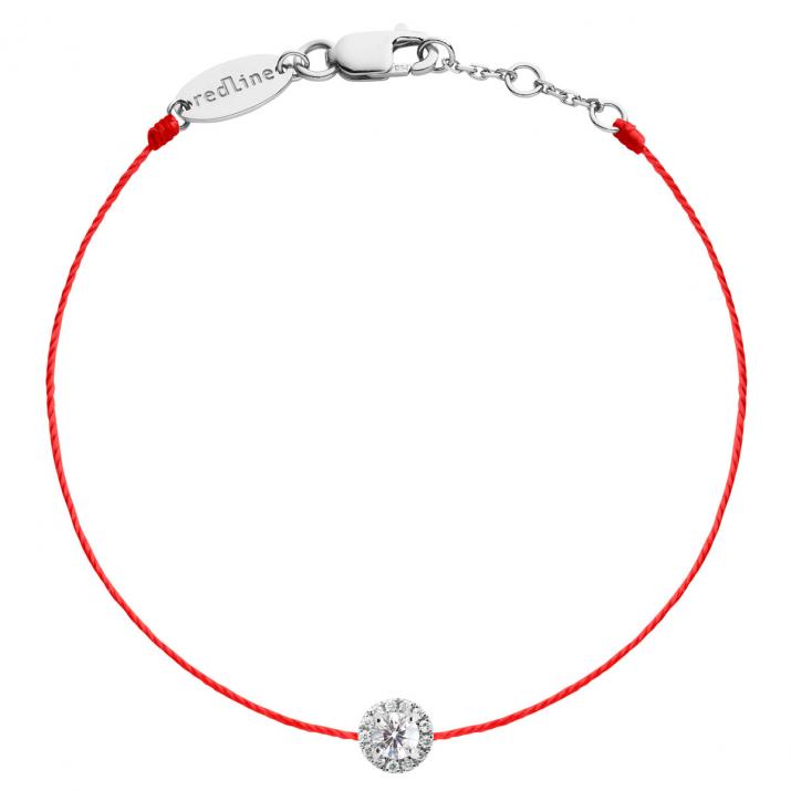 Браслет на нити из белого золота 18K, бриллиант в ореоле 0,35 кт - Redline