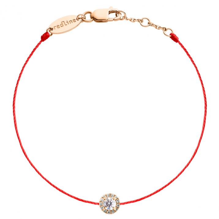 Браслет на нити из розового золота 18K, бриллиант в ореоле 0,35 кт - Redline