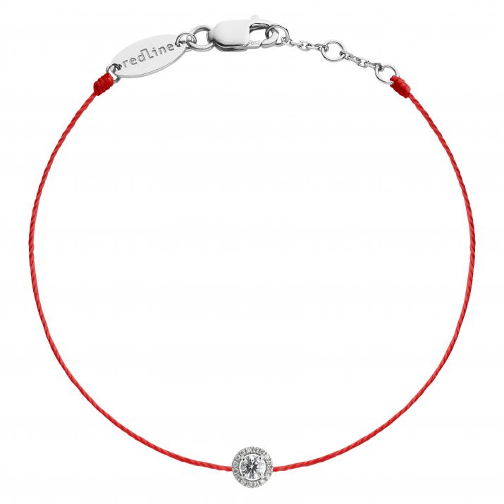 String Bracelet For Women with 0.15ct Round Diamond in White Gold Prong Setting - Redline - 0++