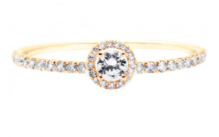 Ring with 0.24ct Heart ShapedDiamond in Rose Gold Prong Setting - Redline - 0++