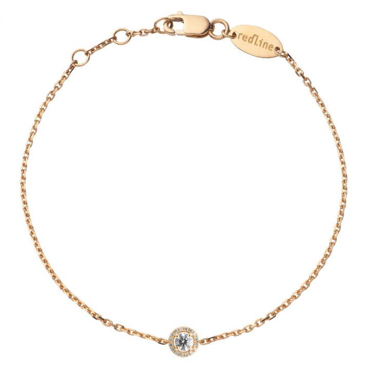 Chain Bracelet For Women with 0.19ct Round Diamond in Rose Gold Prong Setting - Redline