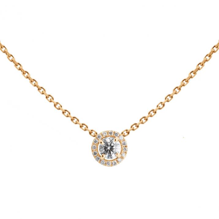 Chain Necklace For Women with 0.19ct Round Diamond in Rose Gold Prong Setting - Redline