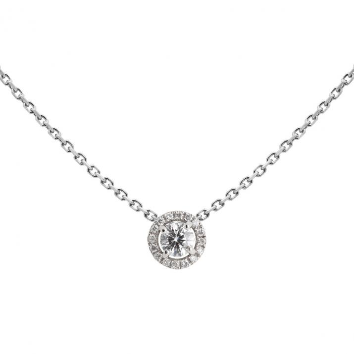 Chain Necklace For Women with 0.19ct Round Diamond in White Gold Prong Setting - Redline