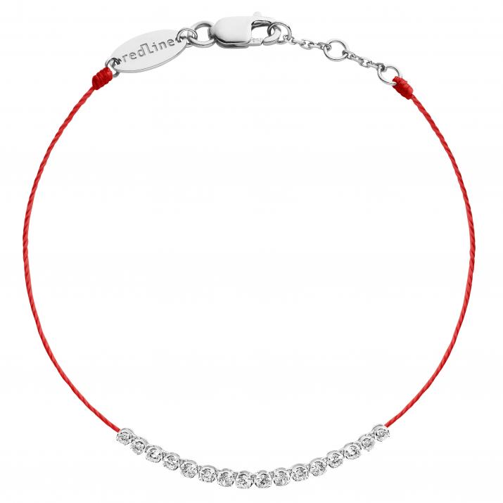 String Bracelet For Women with 0.29ct Round Diamond in White Gold Prong Setting - Redline - 0++