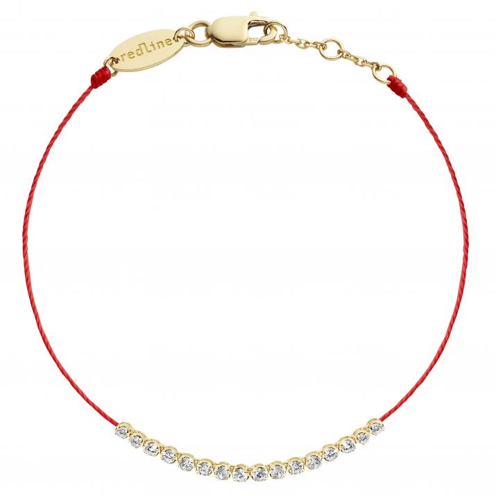 String Bracelet For Women with 0.29ct Round Diamond in Yellow Gold Prong Setting - Redline - 0++