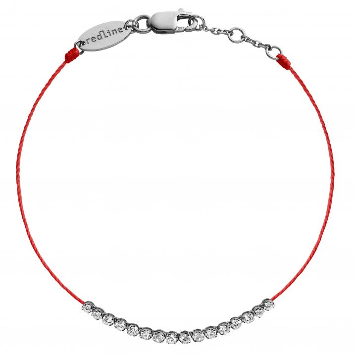 String Bracelet For Women with 0.29ct Round Diamond in Black Gold Prong Setting - Redline - 0++