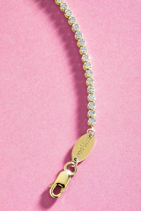 Chain Bracelet For Women with 1.05ct Round Diamond in Yellow Gold Prong Setting - Redline - 0++